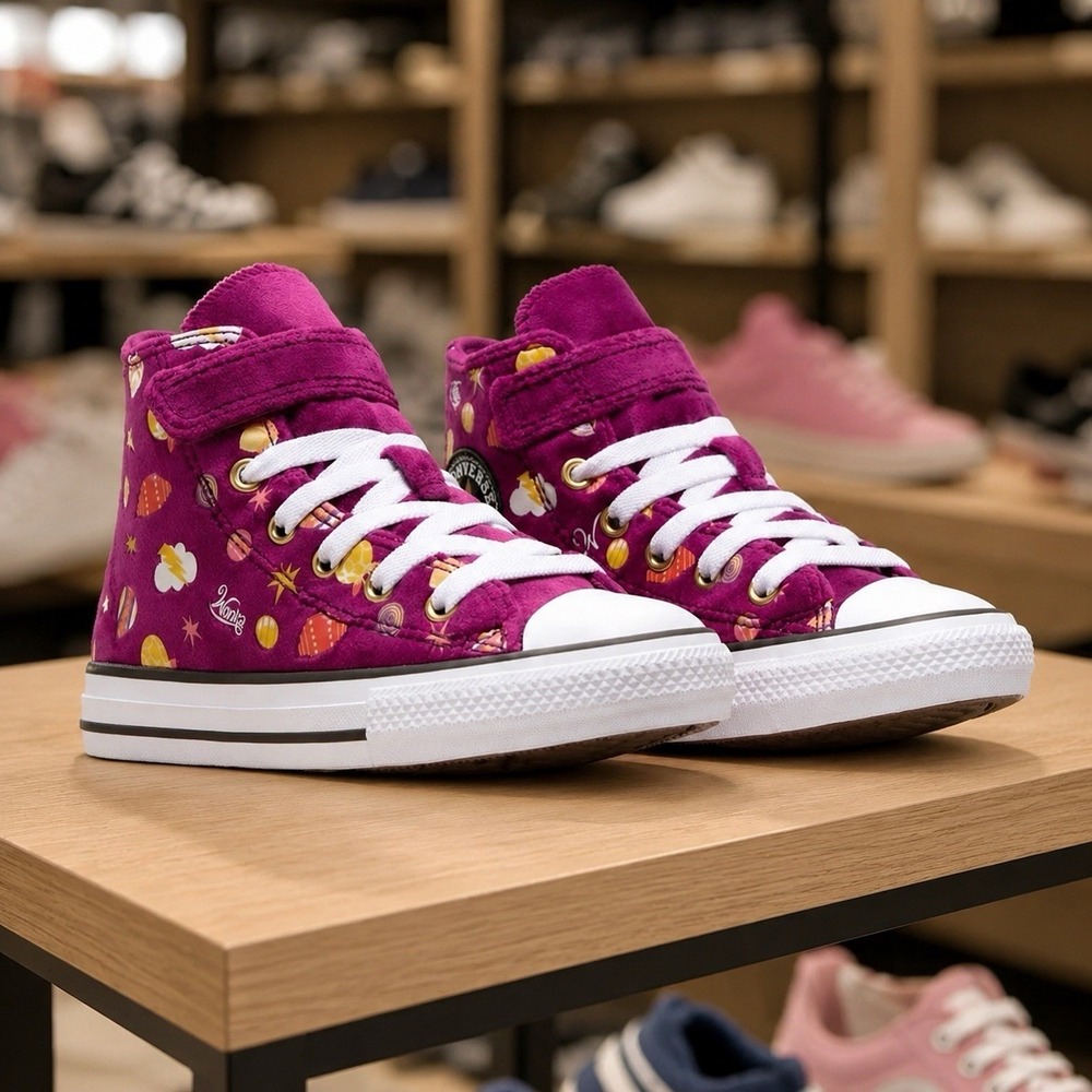 NEW Converse x Willy Wonka Chuck Taylor Hi-Top Swirl‎ Velvet Candy Sneakers 3